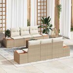 vidaXL Ensemble de canapé de jardin 7 Pièces Beige Poly rotin