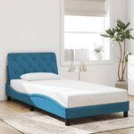 vidaXL Cadre de lit avec LED sans matelas bleu 100x200 cm velours