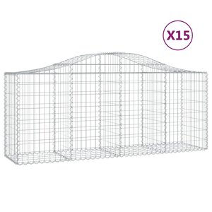 vidaXL Paniers à gabions arqués 15 Pièces 200x50x80/100 cm Fer galvanisé