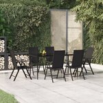 vidaXL Ensemble à manger de jardin 7 Pièces Noir Résine tressée