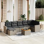 vidaXL Salon de jardin 8 Pièces avec coussins gris résine tressée