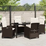 vidaXL Ensemble de salle à manger de jardin 5 pièces avec coussins Marron Poly Rattan