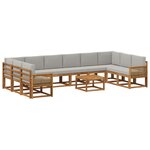 vidaXL Ensemble de canapés d'extérieur 11 pc Naturel et gris clair
