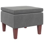 vidaXL Tabouret avec pieds en bois Gris foncé Velours