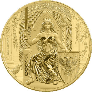 Monnaie GERMANIA Queen on the Throne 1/2 Oz Or 50 Mark Germania 2026 (PRÉCOMMANDE)