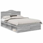 vidaXL Cadre de lit Gris Sonoma 140 x 190 cm Pin massif
