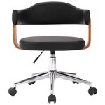 Chaise fauteuil siège pivotante de bureau informatique étude bois courbé et similicuir noir 02_0024150
