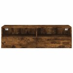 vidaXL Meuble TV mural chêne fumé 100x30x30 cm bois d'ingénierie