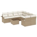 Ensemble de canapé de jardin 9 pièces avec coussins Beige Poly Rotin