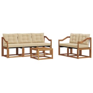 vidaXL Ensemble de canapés d'extérieur 6 pc Naturel et Beige