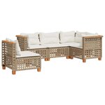 vidaXL Salon de jardin avec coussins 5 Pièces beige résine tressée