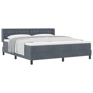 vidaXL Lit à ressorts avec tête de lit Gris foncé 200 x 180 cm Velours