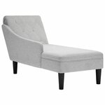 vidaXL Fauteuil long avec coussin et accoudoir droit gris nuage tissu