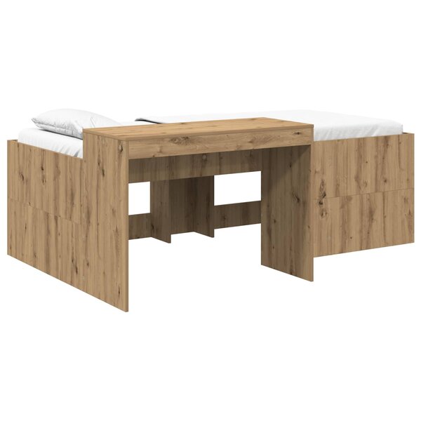 vidaXL Lit haut pour enfants avec bureau Chêne artisanal 80 x 200 cm