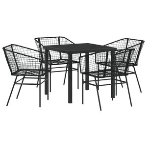 vidaXL Ensemble de salle à manger de jardin 5 pièces Noir en poly rattan