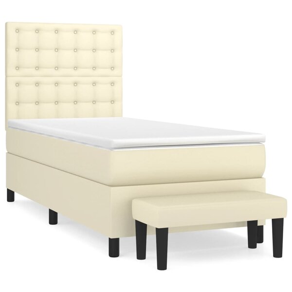 vidaXL Sommier à lattes de lit avec matelas Crème 100x200cm Similicuir