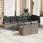 Canapés de jardin vidaXL 9 pièces avec coussins gris poly rattan