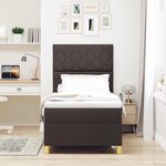 vidaXL Lit à ressorts avec matelas Marron foncé 90 x 190 cm tissu