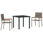 vidaXL Ensemble de repas de jardin 3 pièces Gris Poly Rattan