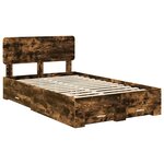 vidaXL Cadre de lit Chêne fumé 135 x 190 cm Bois d'ingénierie