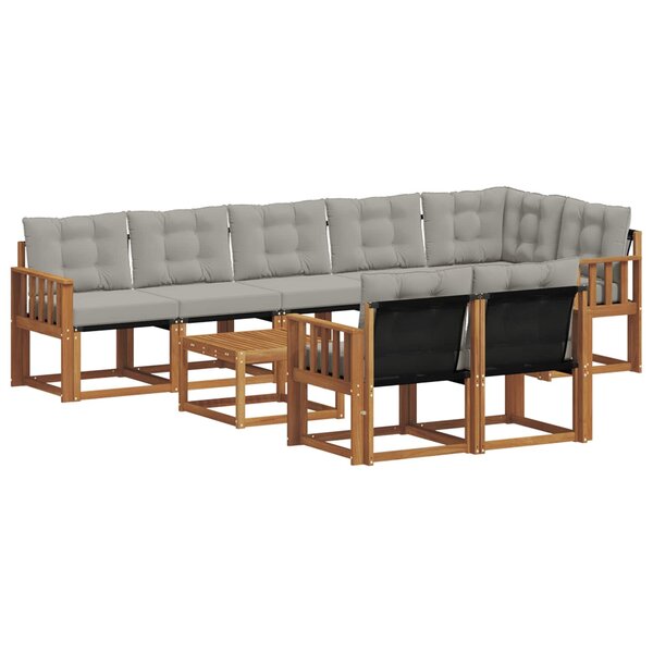 vidaXL Ensemble de canapés d'extérieur 9 pc Gris Naturel et Clair