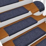 vidaXL Tapis d'escalier 15 Pièces Tissu aiguilleté 65x21x4 cm Bleu