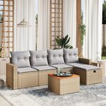 vidaXL Salon de jardin avec coussins 6Pièces mélange beige résine tressée