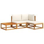 vidaXL Salon de jardin avec coussins 4 Pièces bois d'acacia massif