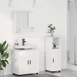 vidaXL Ensemble de mobilier de salle de bain 3 Pièces Blanc brillant