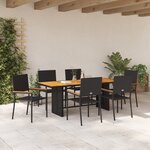 Ensemble de repas de jardin vidaXL 7 pièces en poly rattan noir
