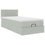 vidaXL Cadre de lit ottoman et matelas gris clair 90x200 cm velours