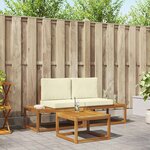 vidaXL Ensemble de canapés d'extérieur avec coussin 3 Pièces Naturel