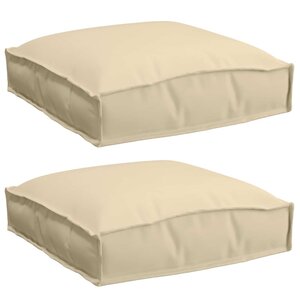 vidaXL Coussins de palette pour siège - 2 pièces  couleur beige  dimensions 40 x 40 x 8 cm  en tissu oxford.