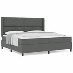 vidaXL Lit à ressorts avec matelas - Gris foncé  200x200 cm  Tissu
