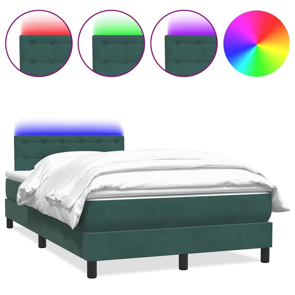 vidaXL Sommier à lattes de lit et matelas vert foncé 120x210cm velours