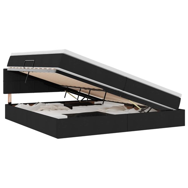 vidaXL Lit avec rangement et LED Noir 200 x 200 cm Polyester
