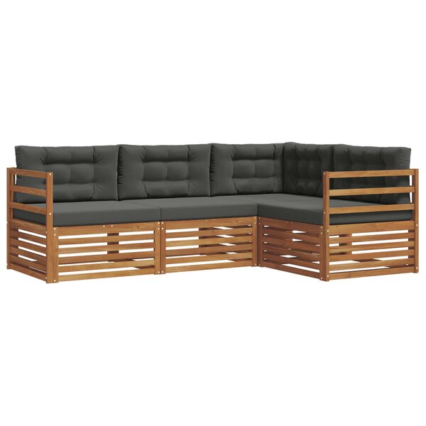 vidaXL Ensemble de canapés d'extérieur 4 pc Naturel et Anthracite