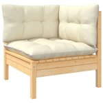 vidaXL Salon de jardin 4 Pièces avec coussins crème Bois de pin
