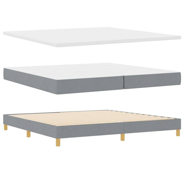vidaXL Lit Box Spring avec Matelas et Banquette Gris clair 200x200 cm Tissu