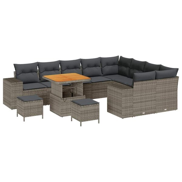 vidaXL Ensemble de canapé de jardin 12 Pièces Gris 80 x 80 x 71 cm