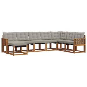 vidaXL Ensemble de canapés d'extérieur 8 pc Gris Naturel et Clair