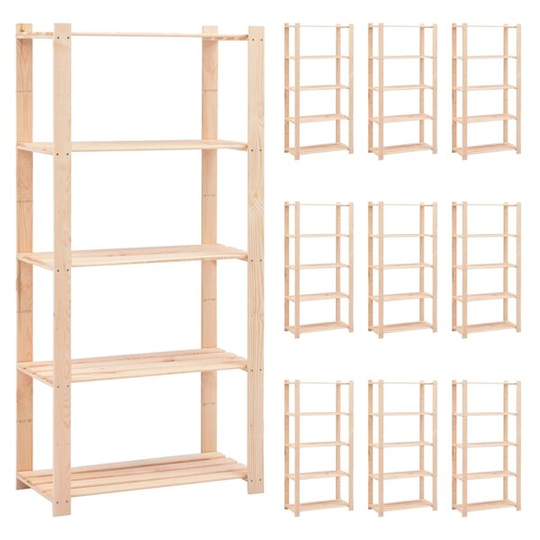 vidaXL Étagères de rangement à 5 niveaux 10Pièces 80x38x170 cm Pin 250 kg