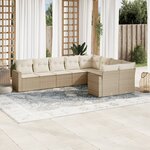 vidaXL Salon de jardin avec coussins 9 Pièces beige résine tressée