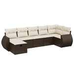vidaXL Salon de jardin avec coussins 7 Pièces marron résine tressée