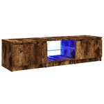 vidaXL Meuble TV avec lumières LED Chêne fumé 140x40x36 cm