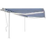 vidaXL Auvent manuel rétractable avec LED 4x3 5 m Bleu et blanc