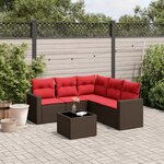 vidaXL Salon de jardin 6 Pièces avec coussins marron résine tressée