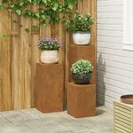 vidaXL Supports de Plantes d'Extérieur Pillar 3 Pièces Acier Résistant aux Intempéries