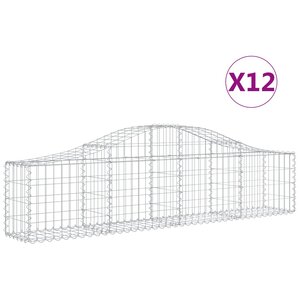 vidaXL Paniers à gabions arqués 12 Pièces 200x30x40/60 cm Fer galvanisé