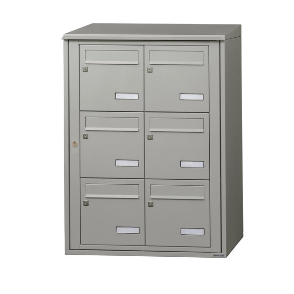 Bloc collectif leabox.com  2x3  grade 3  simple face  Extérieur  fixation murale  Gris agate RAL 7038 finition brillante